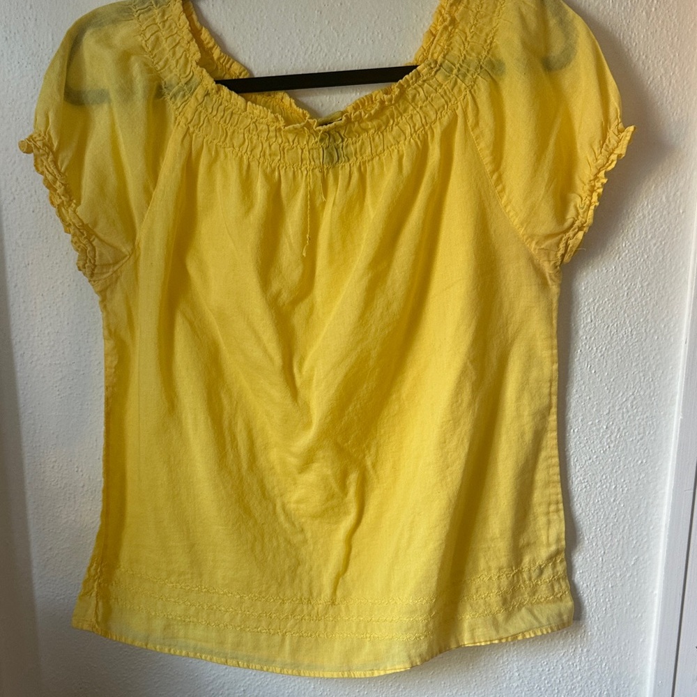 Gap -Yellow Women's Smocked Neck Top